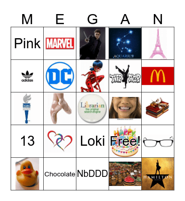 Megan's Birthday BINGO Card