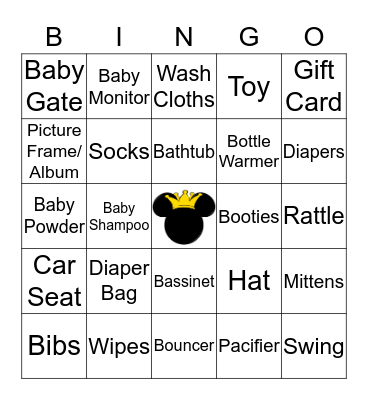 Baby Shower Gift Bingo Card