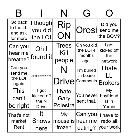 Marya USPS Bingo Card