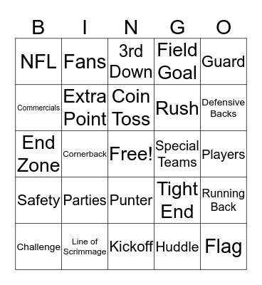 SUPER BOWL BINGO Card