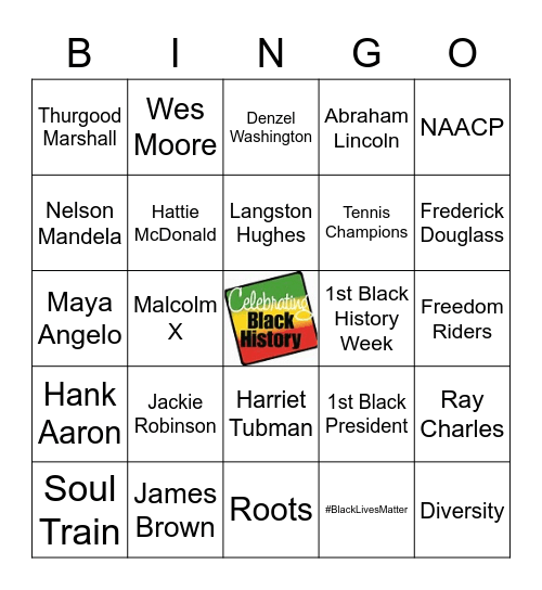 CCHA Celebrates Black History Month Bingo Card