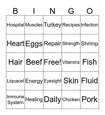 Protein! Bingo Card