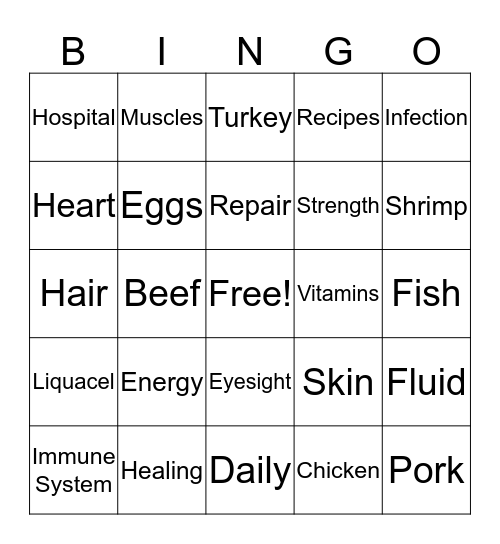 Protein! Bingo Card