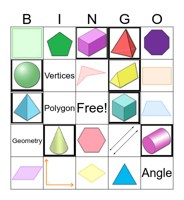 3rd Grade Geometry Review Bingo Card
