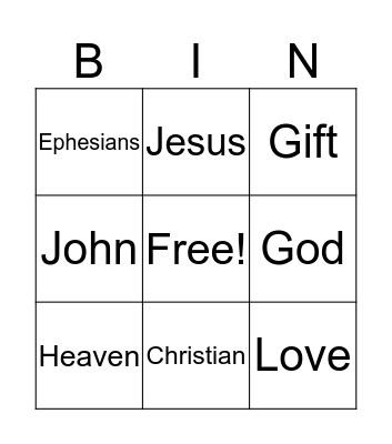 Bible Bingo Card