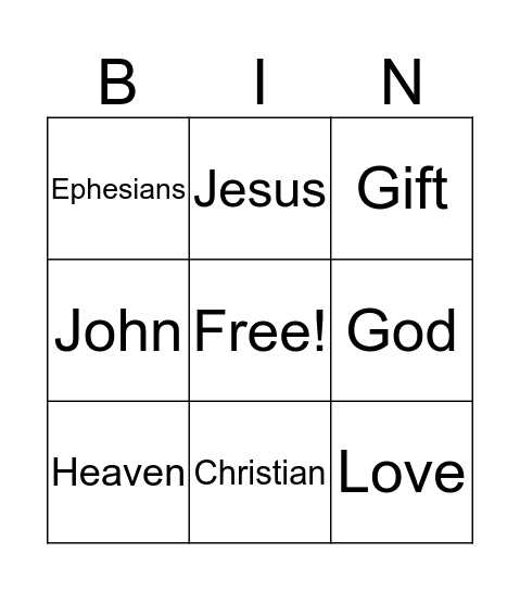 Bible Bingo Card