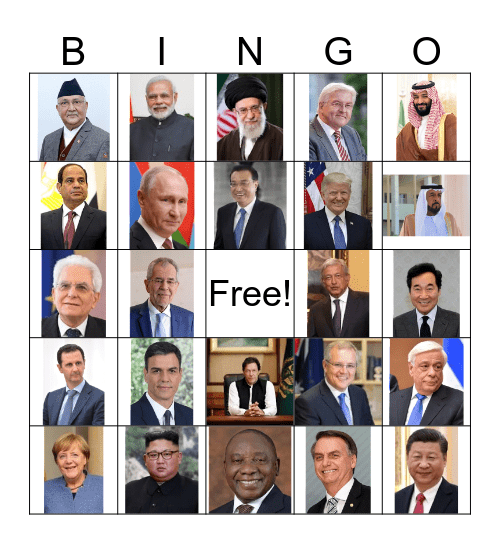 Heads of State Bingo Card