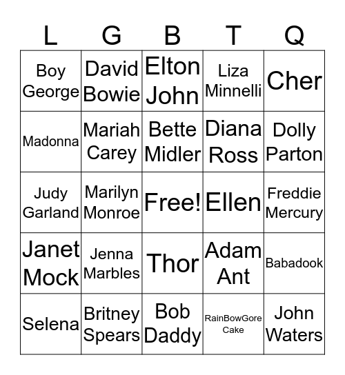 Queer Icons Bingo Card