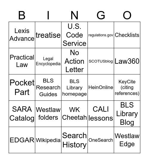 ALR-Business Law Bingo Card