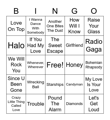 DMP MUSIC VIDEO BINGO! ( queen v.s. pop queens) Bingo Card