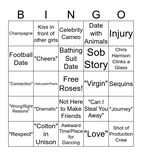 Colton Episode 2, If We Must Bingo Card