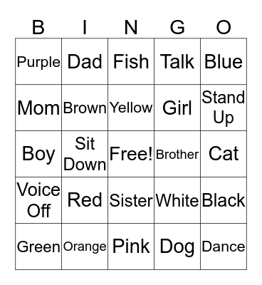 Sign Language Vocabulary!!! Bingo Card