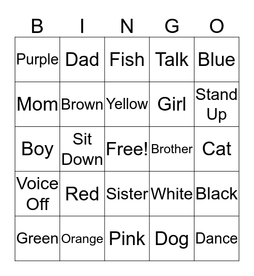 Sign Language Vocabulary!!! Bingo Card