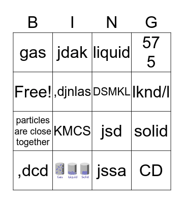 Properties of States of Matter Bingo Card