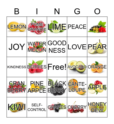 THE CIRCLE'S BINGO "FRUITS OF THE SPIRIT" GAL. 5:22-23 Bingo Card