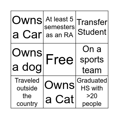 Ice Breakers 101 Bingo Card