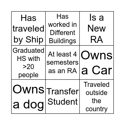 Ice Breakers 101 Bingo Card