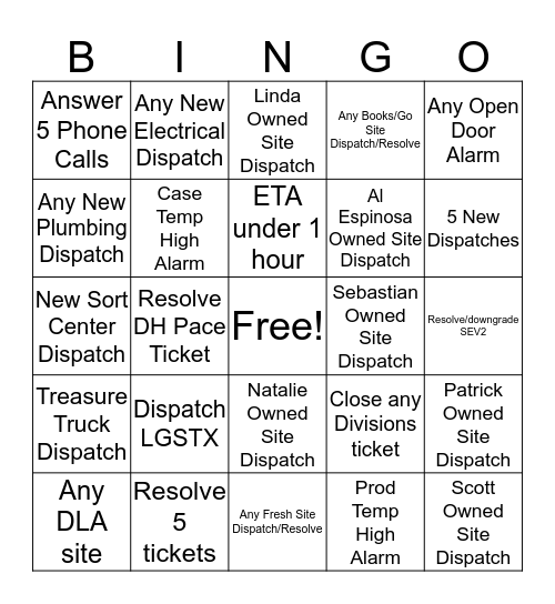 AMOC Bingo Card