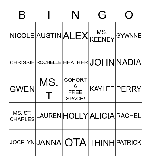 NAME THAT OTA! Bingo Card