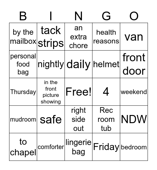 Rosario Handbook Bingo Card