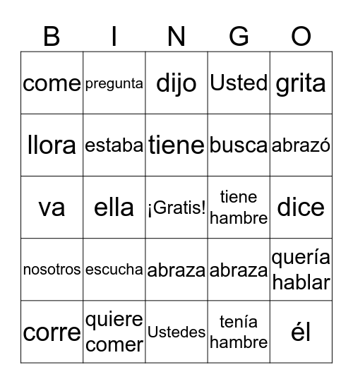 Práctica para el examen 1b Bingo Card