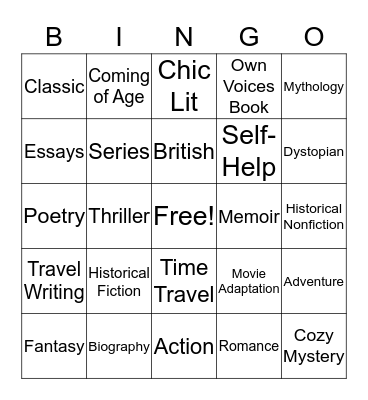 Book Club Bingo! Bingo Card