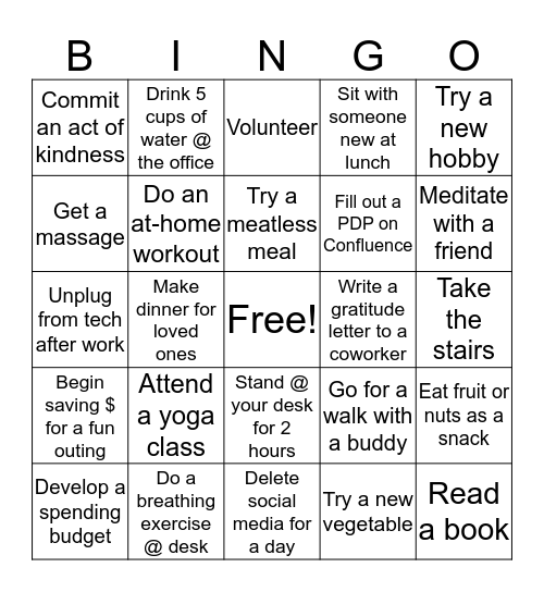 CoverMyWellness Bingo Card