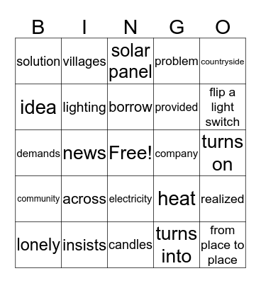 Lighting Lives Bingo Card