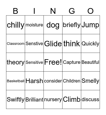 Grammar Cards Bingo Card