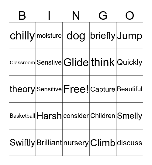 Grammar Cards Bingo Card