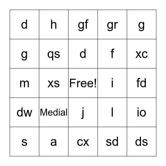 Medical Terminology + VS Bingo Card