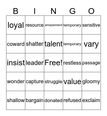 Sadlier Vocabulary Unit 3 & 4 Bingo Card