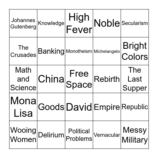 WORLD HISTORY- MIDTERM REVIEW (Dagnall) Bingo Card