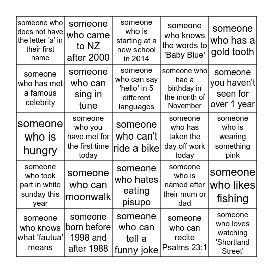 Who's Who? Bingo Card