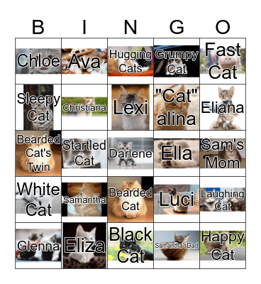 Samantha's Cat Bingo Card