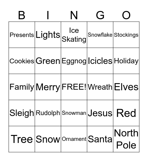 Christmas Bingo Card