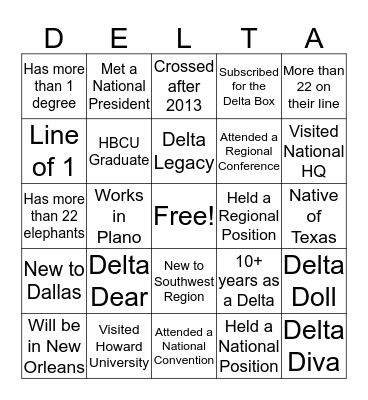 Networking Bingo Card