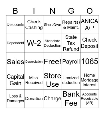 Accounting Bingo Card