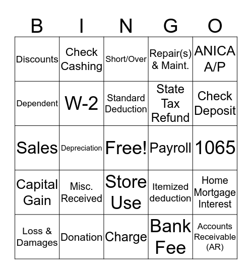 Accounting Bingo Card