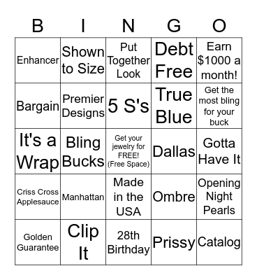Blingo Bingo! Bingo Card