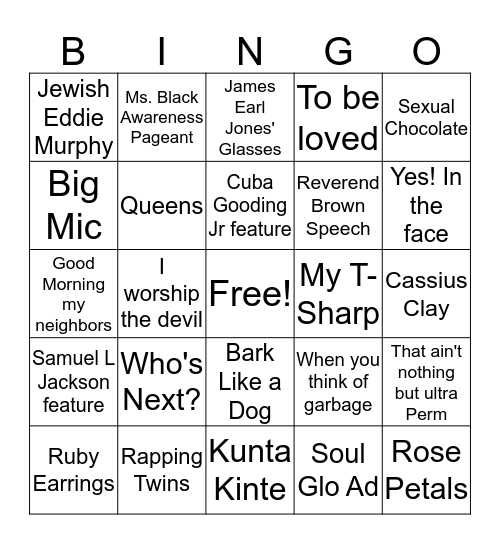 Coming to America Bingo Card