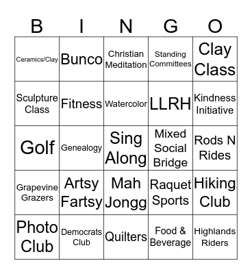 Community Showcase Bingo Card