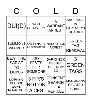 WINTER WONDERLAND Bingo Card