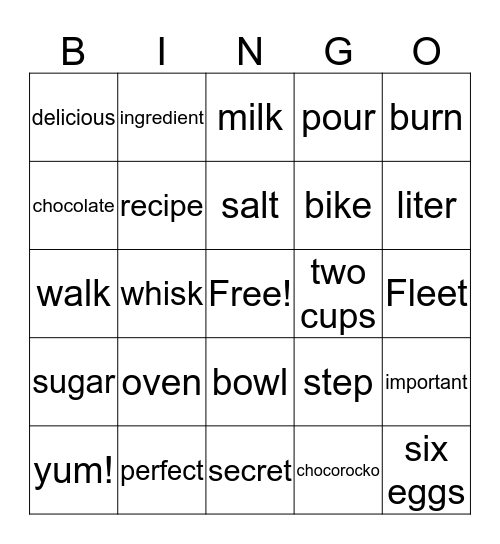 The Chocorocko Bingo Card