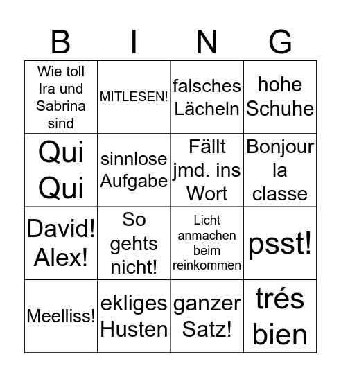 Frau ... Bingo Card