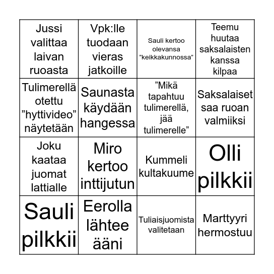 TULIMERIBINGO 2019 Bingo Card