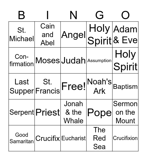 Catholic Schools Week Bingo Card
