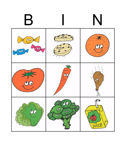 Food en drinks Bingo Card