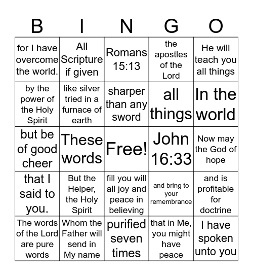 Memory Verse Bingo Card