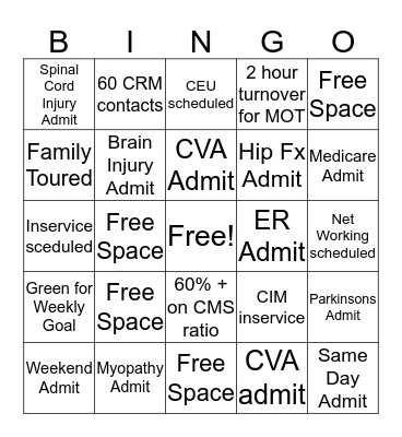 Encompass Health BINGO Card